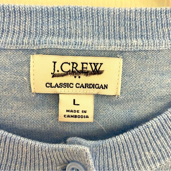 NEW J. Crew Factory Cornflower Blue Cotton Classic Cardigan Sweater Size Large - Picture 3 of 5